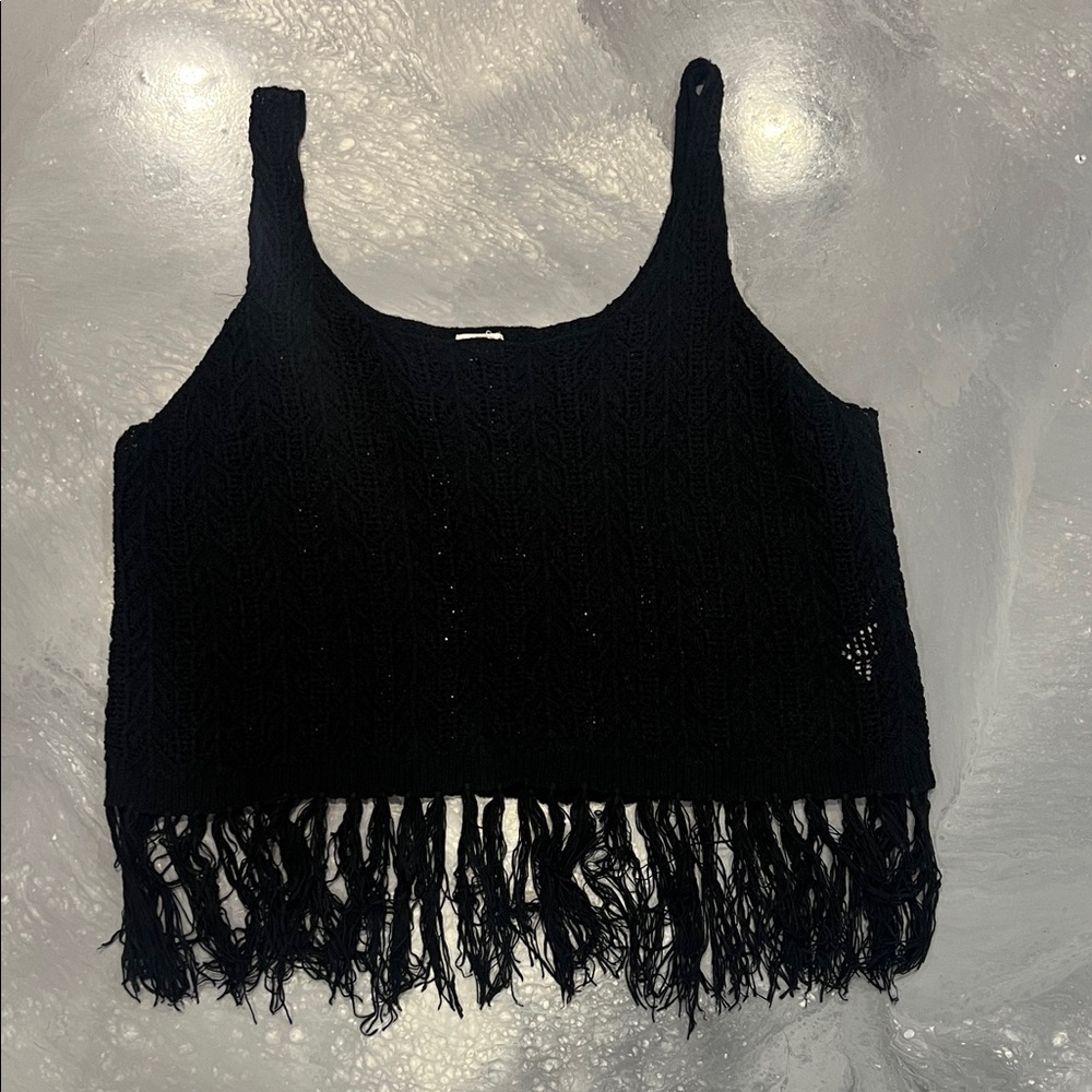 Garage Black Fringe Tank Top